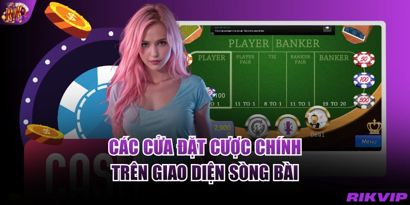 Các cửa đặt cược chính trên giao diện sòng bài