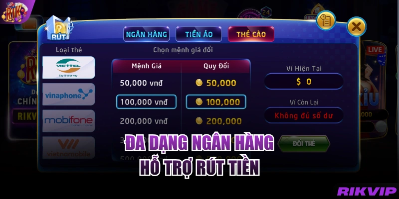 Đa dạng ngân hàng hỗ trợ rút tiền