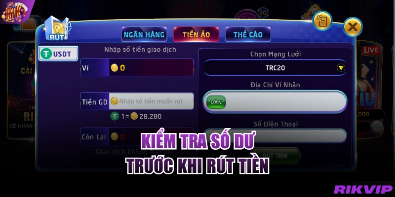 Kiểm tra số dư trước khi rút tiền